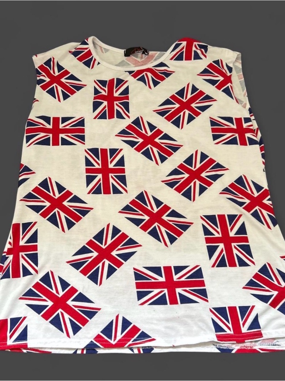 Union Jack Print Tank Top - White/Red/Blue